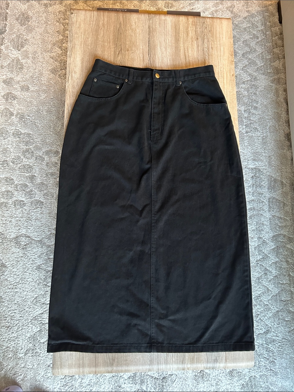 Vintage Y2K black denim long skirt